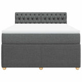Box Spring Bed with Mattress Light Grey Double Fabric - Rear View