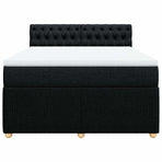 Box Spring Bed with Mattress Black Double Fabric