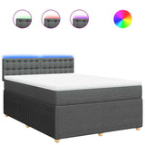 Box Spring Bed with Mattress Light Grey Double Fabric - Front View