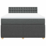 Box Spring Bed with Mattress Light Grey Double Fabric - Rear View