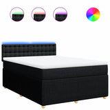 Box Spring Bed with Mattress Dark Grey Double Fabric - Front View