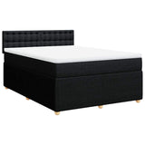 Box Spring Bed with Mattress Dark Grey Double Fabric - Side View