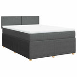 Box Spring Bed with Mattress Light Grey Queen Fabric - Side View