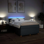 Box Spring Bed with Mattress Dark Grey Queen Fabric