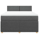 Box Spring Bed with Mattress Light Grey Queen Fabric - Rear View