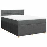 Box Spring Bed with Mattress Light Grey Queen Fabric - Side View