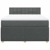 Box Spring Bed with Mattress Light Grey Queen Fabric - Rear View