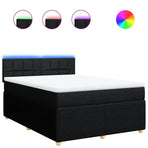 Box Spring Bed with Mattress Black Queen Fabric