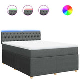 Box Spring Bed with Mattress Light Grey Queen Fabric - Front View