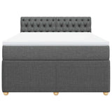 Box Spring Bed with Mattress Light Grey Queen Fabric - Rear View