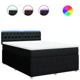 Box Spring Bed with Mattress Dark Grey Queen Fabric - Front View