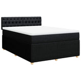 Box Spring Bed with Mattress Dark Grey Queen Fabric - Side View