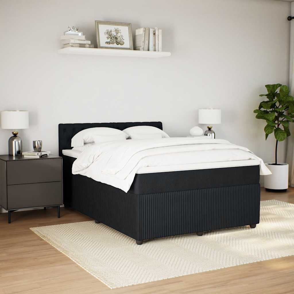 Box Spring Bed with Mattress Dark Grey Queen Fabric