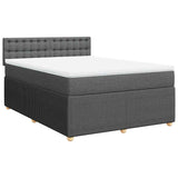 Box Spring Bed with Mattress Light Grey Queen Fabric - Side View