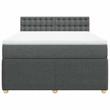 Box Spring Bed with Mattress Light Grey Queen Fabric - Rear View