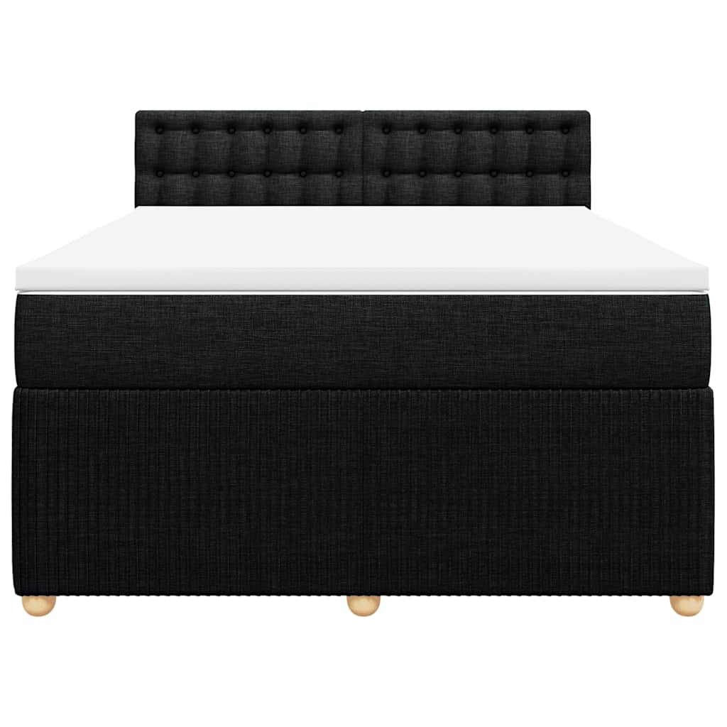Box Spring Bed with Mattress Dark Grey Queen Fabric