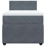 Box Spring Bed with Mattress Dark Grey King Single Velvet