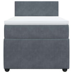 Box Spring Bed with Mattress Dark Grey King Single Velvet