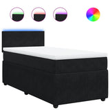 Box Spring Bed with Mattress Black King Single Velvet - Front View