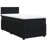 Box Spring Bed with Mattress Black King Single Velvet - Side View