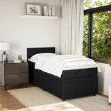 Box Spring Bed with Mattress Black King Single Velvet - Top-Down View