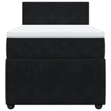 Box Spring Bed with Mattress Black King Single Velvet