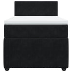 Box Spring Bed with Mattress Black King Single Velvet