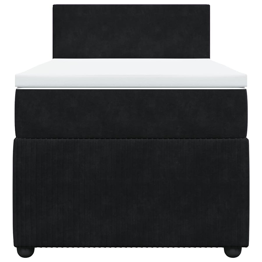 Box Spring Bed with Mattress Black King Single Velvet