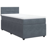 Box Spring Bed with Mattress Dark Grey King Single Velvet - Side View