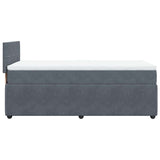 Box Spring Bed with Mattress Dark Grey King Single Velvet - Extra Image