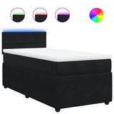 Box Spring Bed with Mattress Black King Single Velvet - Front View