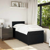 Box Spring Bed with Mattress Black King Single Velvet - Top-Down View