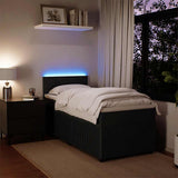 Box Spring Bed with Mattress Black King Single Velvet - 45-Degree Angle