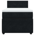 Box Spring Bed with Mattress Black King Single Velvet