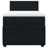 Box Spring Bed with Mattress Black King Single Velvet - Rear View