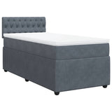 Box Spring Bed with Mattress Dark Grey King Single Velvet - Side View