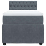 Box Spring Bed with Mattress Dark Grey King Single Velvet - Rear View
