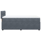 Box Spring Bed with Mattress Dark Grey King Single Velvet - Extra Image