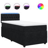 Box Spring Bed with Mattress Black King Single Velvet - Front View