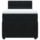 Box Spring Bed with Mattress Black King Single Velvet - Rear View
