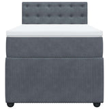 Box Spring Bed with Mattress Dark Grey King Single Velvet - Rear View