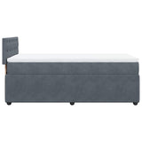 Box Spring Bed with Mattress Dark Grey King Single Velvet - Extra Image