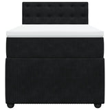 Box Spring Bed with Mattress Black King Single Velvet - Rear View