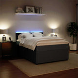 Box Spring Bed with Mattress Dark Grey Double Velvet