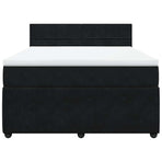 Box Spring Bed with Mattress Black Double Velvet