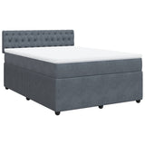 Box Spring Bed with Mattress Dark Grey Double Velvet - Side View
