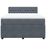 Box Spring Bed with Mattress Dark Grey Double Velvet