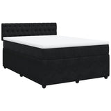 Box Spring Bed with Mattress Black Double Velvet - Side View