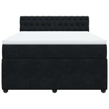 Box Spring Bed with Mattress Black Double Velvet