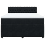 Box Spring Bed with Mattress Black Double Velvet